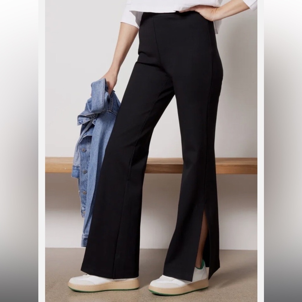 Spanx NWT The Perfect Double Slit Pant Split Wide Leg in Black Size 2X Petite